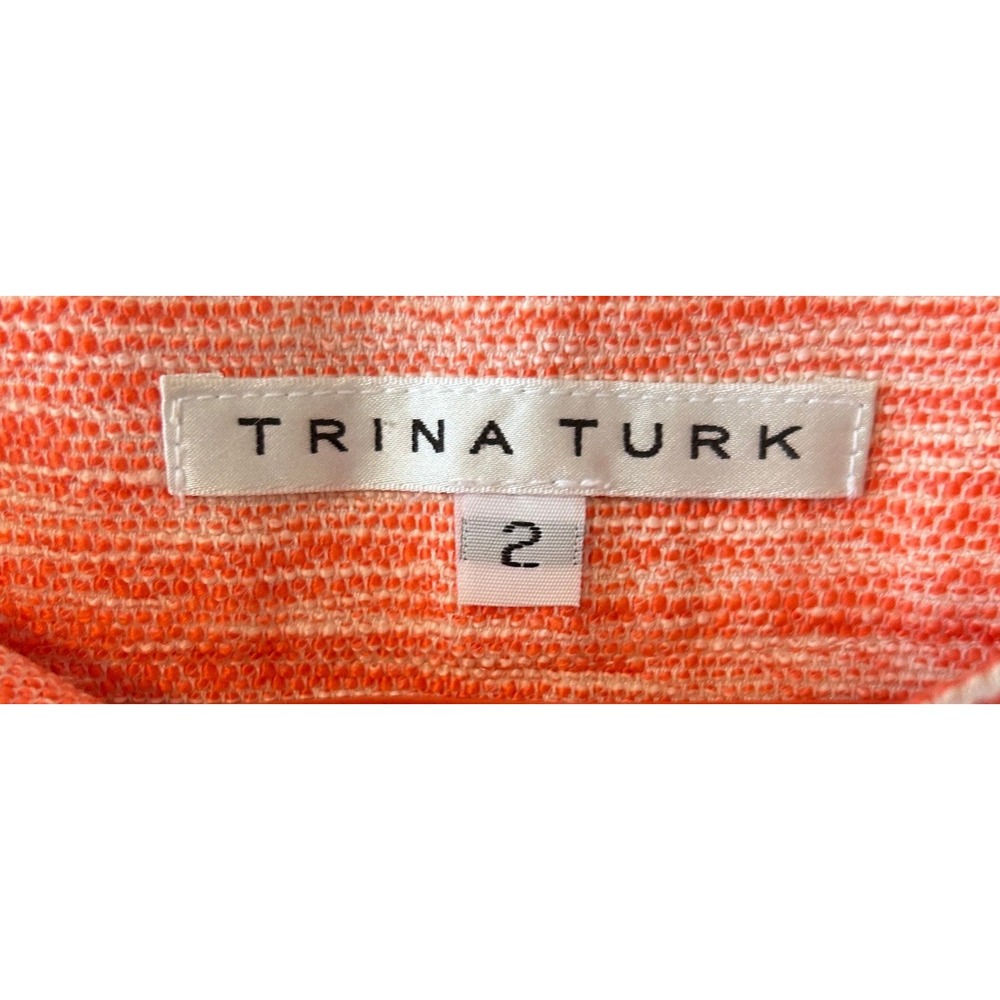 Trina Turk Coral Preppy Resortwear Tweed Fringe Pocket Shorts SZ 2 Linen Blend - Picture 4 of 9